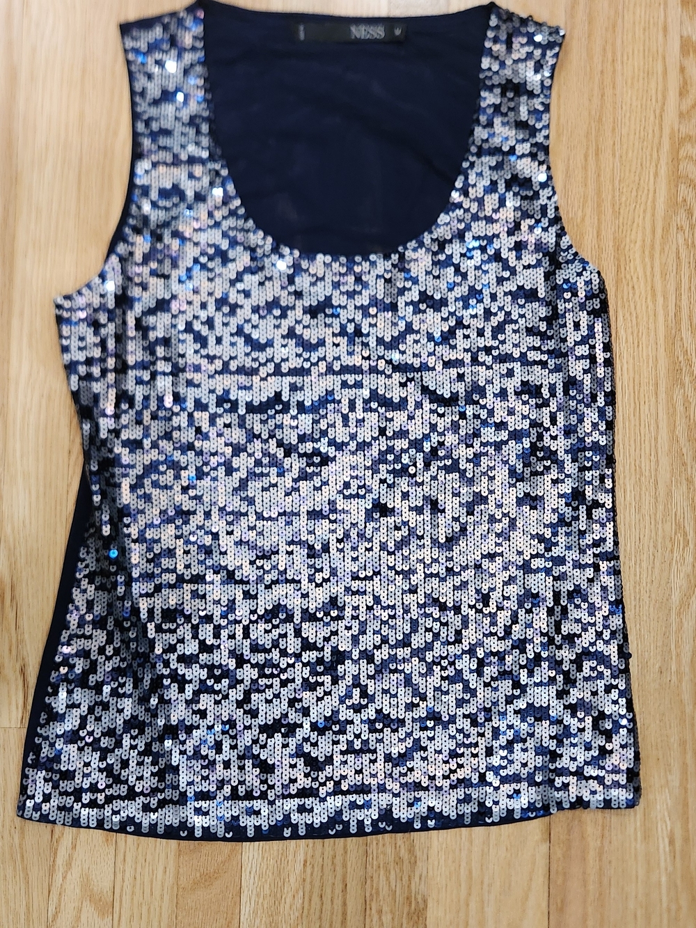 Neesh Navy Sequin Scoop Tank Top